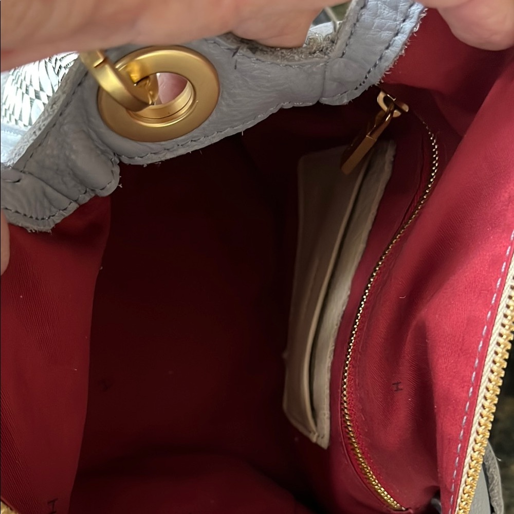 Hammitt Bryant Gray and White Crossbody Bag with Gold Accents - Picture 4 of 10